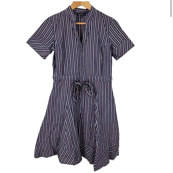 Brooks Brothers Striped Cotton Poplin Dress Short Sleeve Size 6 - Picture 2 of 4